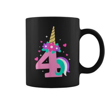 Kids 4Th Birthday Girls Cute Unicorn 4 Years Birthday Unicorn Funny Gifts Coffee Mug | Mazezy