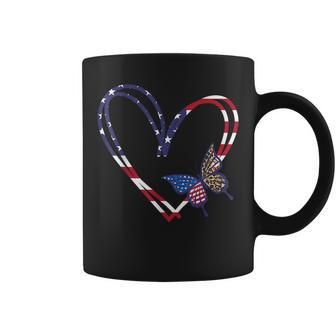Kids Girls Heart Patriotic 4Th Of July Funny Butterfly Coffee Mug | Mazezy