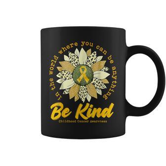 Be Kind Sunflower Gold Childhood Cancer Awareness Ribbon Coffee Mug - Seseable