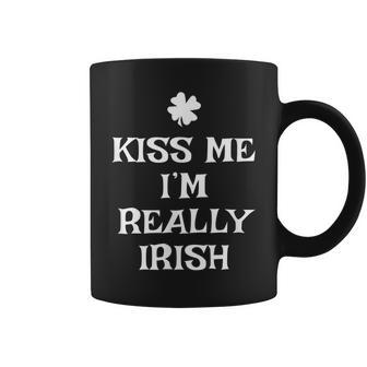 Kiss Me Im Really Irish St Patricks Day Funny Coffee Mug - Thegiftio