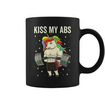 Kiss My Abs Workout Gym Unicorn Weight Lifting Coffee Mug - Monsterry UK