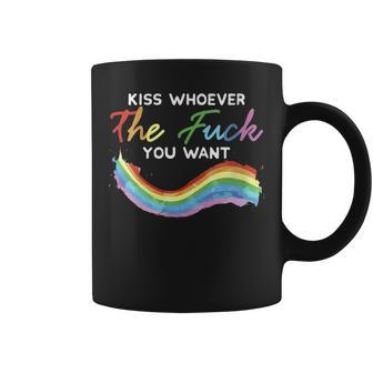 Kiss Who The Fuck You Want Lgbt Gay Pride Gift Idea Coffee Mug | Mazezy