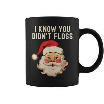I Know You Didn't Floss Dental Hygienist Xmas Retro Santa Coffee Mug | Mazezy