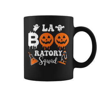 La Boo Ratory Squad Ghost Pumpkin Halloween Laboratory Coffee Mug - Monsterry