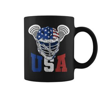 Lacrosse American Flag Lax Helmet 4Th Of July Usa Patriotic Coffee Mug | Mazezy DE