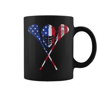 Lacrosse Usa Flag Lax Helmet Sticks 4Th Of July Gifts Lacrosse Funny Gifts Coffee Mug | Mazezy