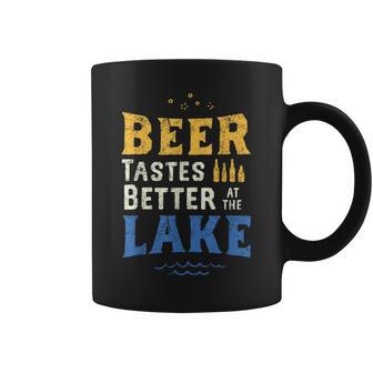 Lake Drinking Beer Tastes Better At The Lake Life Gift Drinking Funny Designs Funny Gifts Coffee Mug | Mazezy