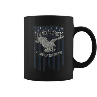Land Of The Free Home Of The Brave Eagle Vertical Flag Coffee Mug | Mazezy