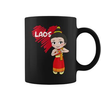 Laos Lao Laotian Proud Flag Traditional Dress Lao Sinh Girl Coffee Mug | Mazezy