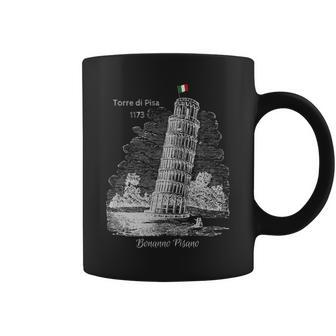 Leaning Tower Of Pisa With Italian Flag Sketch Design Coffee Mug | Mazezy