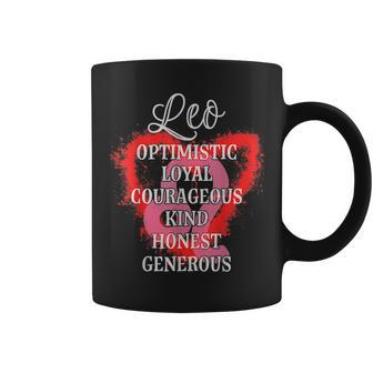 Leo Zodiac Sign July August Birthday Facts Heart Background Coffee Mug | Mazezy UK