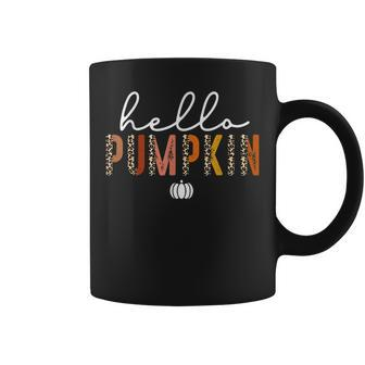 Leopard Boho Hello Pumpkin Cute Fall Autumn Season Halloween Halloween Coffee Mug | Mazezy