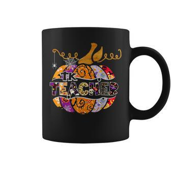 Leopard Pumpkin Trick Or Teach Halloween Tk Teacher Coffee Mug - Monsterry