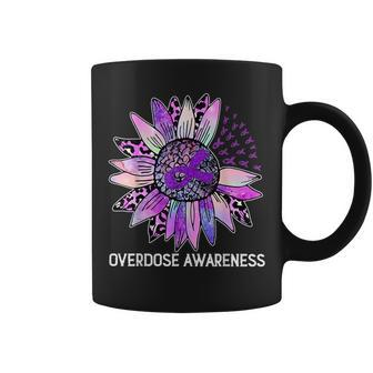 Leopard Sunflower Overdose Awareness Month Purple Ribbon Coffee Mug - Seseable