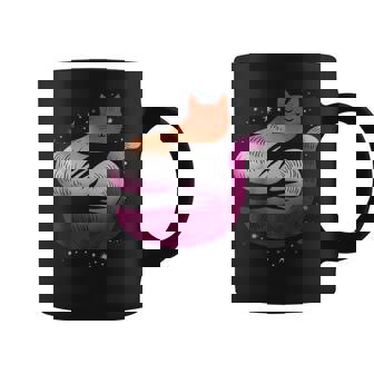 Lesbian Cat Hug Lgbt Pride Flag Lgbt Subtle Gay Sapphic Coffee Mug | Mazezy