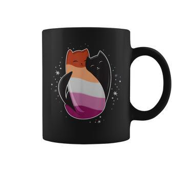 Lesbian Cat Lgbt Pride Flag Lgbt Gay Sapphic Black Yin Yang Coffee Mug | Mazezy