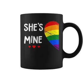 Lesbian Couple Heart Shes Mine Gay Trans Lgbt Pride Month Coffee Mug | Mazezy