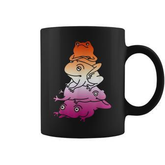 Lesbian Flag Frog Subtle Lgbtq Sapphic Pride Aesthetic Coffee Mug | Mazezy