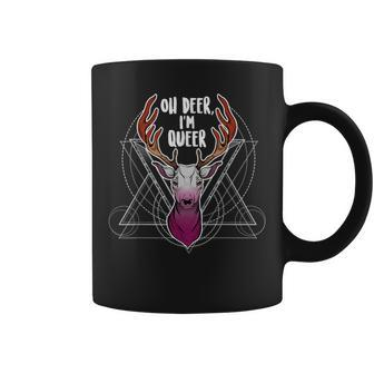 Lesbian Oh Deer Im Queer Lgbt Gay Pride Sapphic Flag Coffee Mug | Mazezy AU