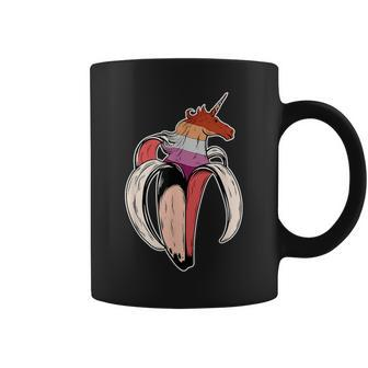 Lesbian Unicorn Banana Lgbt Pride Flag Lgbtq Gay Sapphic Coffee Mug | Mazezy