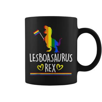 Lesboasaurus Rex Funny Lesbian Dinosaur Pride Lgbt Rainbow Coffee Mug | Mazezy