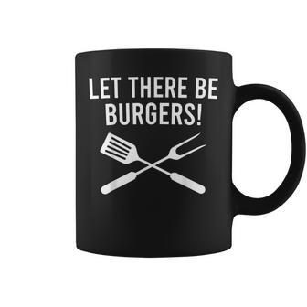 Let There Be Burgers Fork & Spatula Grilling Cookout Coffee Mug | Mazezy