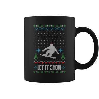 Let It Snow Ugly Christmas Apparel Snowboard Coffee Mug | Mazezy