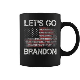 Lets Go Brandon Vintage American Flag Patriotic On Back Coffee Mug | Mazezy
