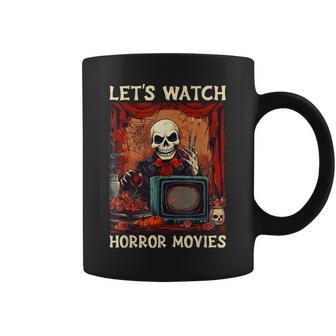 Let's Watch Horror Movies Gothic Halloween Skeleton Women Halloween Coffee Mug | Mazezy