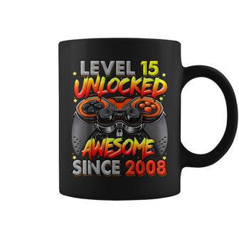 Level 15 Unlocked Awesome Since 2008 15Th Birthday Gaming Coffee Mug - Monsterry AU