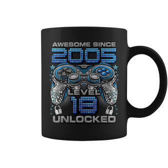 Level 18 Unlocked Awesome Since 2005 18Th Birthday Gaming Coffee Mug - Seseable