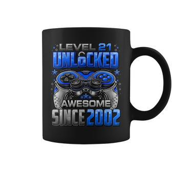 Level 21 Unlocked Awesome Since 2002 21St Birthday Gaming Coffee Mug - Seseable