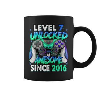 Level 7 Unlocked Awesome Since 2016 7Th Birthday Gaming Kids Coffee Mug - Seseable