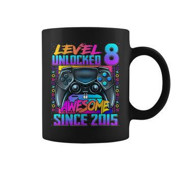 Level 8 Unlocked Awesome Since 2015 8Th Birthday Gaming Kids Coffee Mug | Mazezy