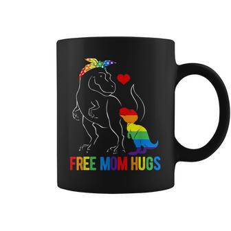 Lgbt Free Mom Hugs Dinosaur Rex Mamasaurus Ally Rainbow Flag Coffee Mug | Mazezy
