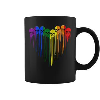 Lgbt Gay Pride Skull Rainbow Heart Lgbt Support Coffee Mug | Mazezy