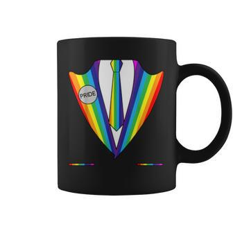 Lgbt Lgbtq Pride Month Rainbow Tuxedo Necktie Gay Pride Coffee Mug | Mazezy