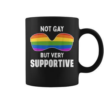 Lgbt Pride Not Gay But Very Supportive Funny Bra Rainbow Coffee Mug | Mazezy