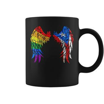 Lgbt Pride Proud Puerto Rico Rainbow Flag Gift Angel Wings Coffee Mug | Mazezy