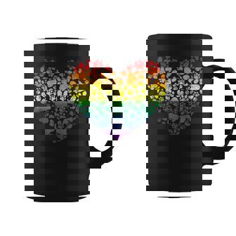 Lgbt-Q Dog Paw Print Gay Pride Rainbow Heart Men Women Coffee Mug | Seseable CA