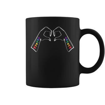 Lgbt Rainbow Flag Hearts Tattoo Hands Gay Pride Coffee Mug | Mazezy