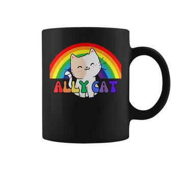 Lgbtq Ally Cat Gay Rainbow Pride Month Queer Funny Cute Coffee Mug | Mazezy