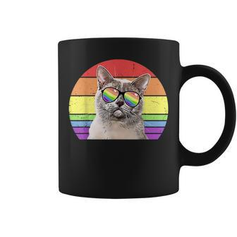 Lgbtq European Burmese Cat Retro Rainbow Love Pride Coffee Mug | Mazezy