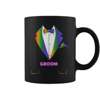 Lgbtq Groom - Tuxedo Rainbow Gay Pride Lesbian Wedding Coffee Mug | Mazezy