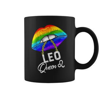 Lgbtq Leo Queen Lips Zodiac Rainbow Gay Pride Flag Lesbain Coffee Mug | Mazezy