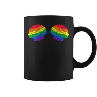 Lgbtq Pride Mermaid Rainbow Bikini Shell Bra Coffee Mug | Mazezy