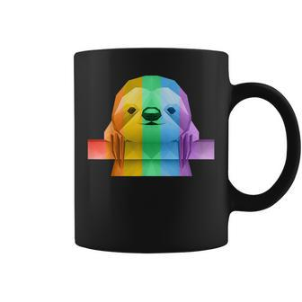 Lgbtq Rainbow Pride Flag Cute Low Poly Sloth Coffee Mug | Mazezy