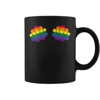 Lgtbq Pride Gay Lesbian Rainbow Flag Mermaid Shell Bra Coffee Mug | Mazezy