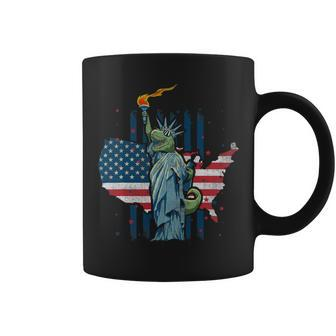 Libertysaurus Rex American Flag Independence Day 2 Coffee Mug - Monsterry