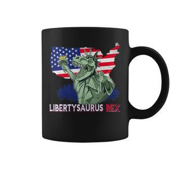 Libertysaurus T Rex American Flag Independence Day Merica Coffee Mug - Monsterry